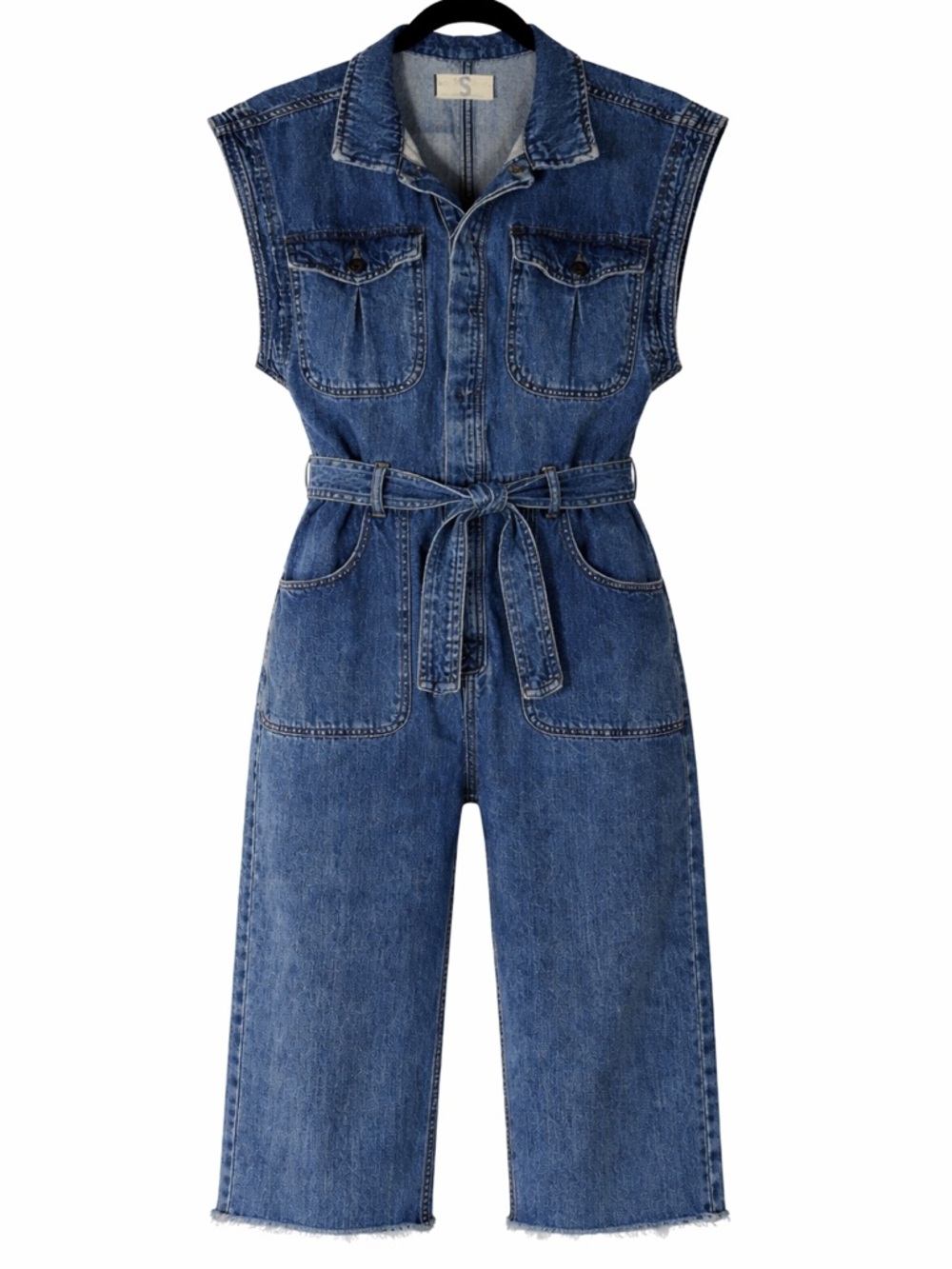 We The Free by Free People Denim Button Up Jumpsuit Size Small Small
